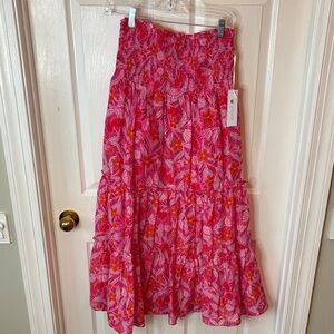 Maripe Vibrant Pink Floral Maxi Skirt